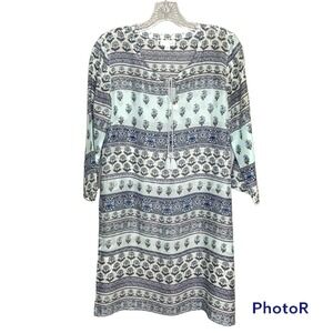 J Jill Swimsuit Beach Cover Up Tunic Size XS Blue Floral Boho Side Slits
